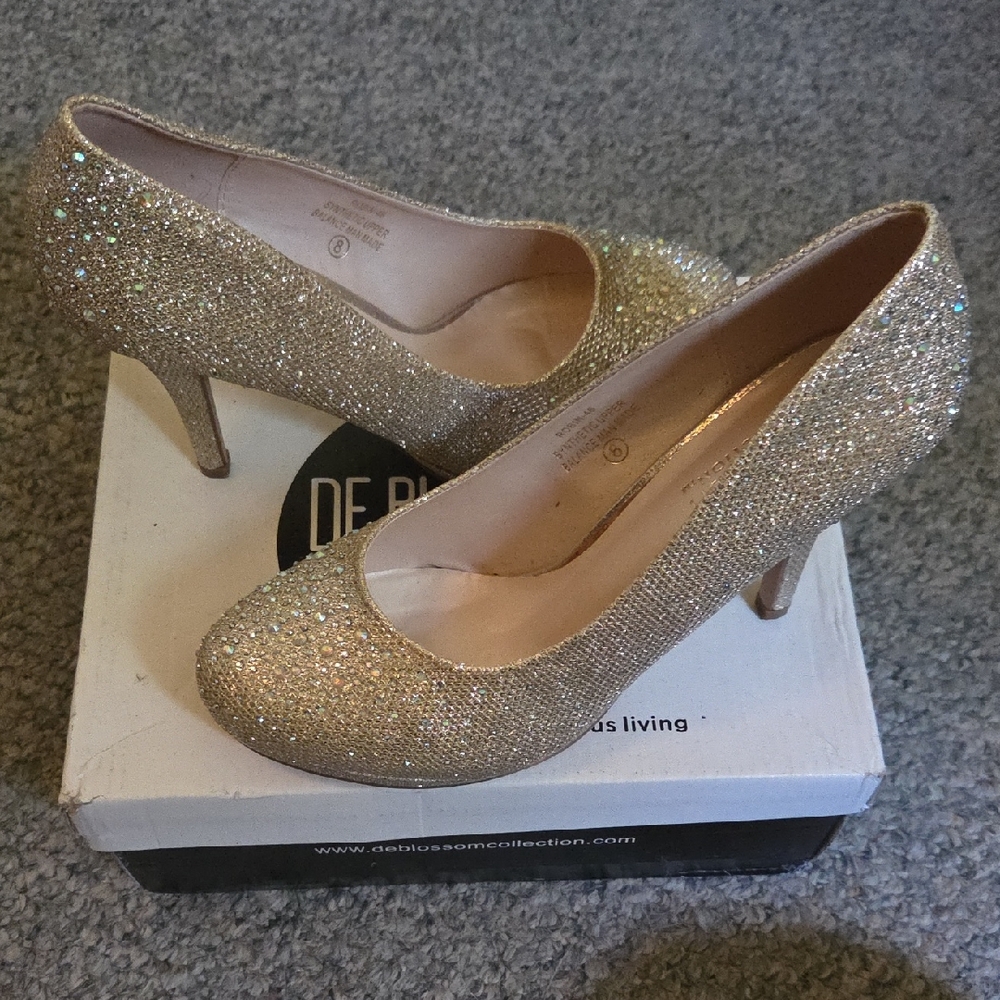 De Blossom Collection Sparkling Gold Heels